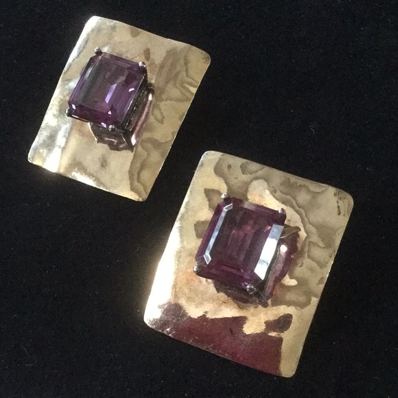 Atlanta Gem & Mineral Show Jewelry - On HOLD Genuine Emerald Cut Amethyst Earrings